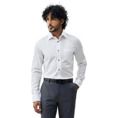 Blackberrys Men's Cotton Solid White Slim-Fit Shirts |Formal Wear