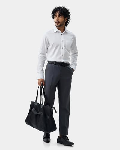 Blackberrys Men's Cotton Solid White Slim-Fit Shirts |Formal Wear