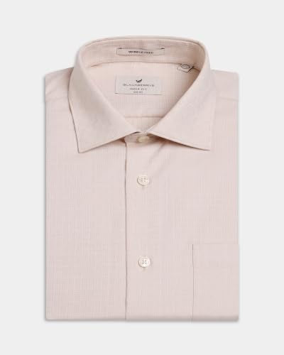 Blackberrys Men Textured Slim Fit Formal Shirt | 100% Cotton | Wrinkle Resistant | Wrinkle Free | Beige