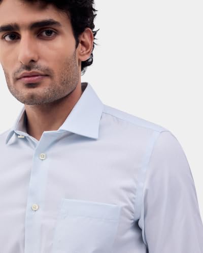 Blackberrys Men Textured Slim Fit Formal Shirt | 100% Cotton | Wrinkle Resistant | Wrinkle Free | Aqua