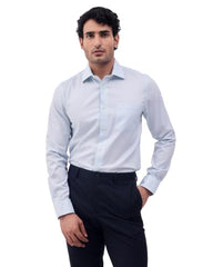 Blackberrys Men Textured Slim Fit Formal Shirt | 100% Cotton | Wrinkle Resistant | Wrinkle Free | Aqua