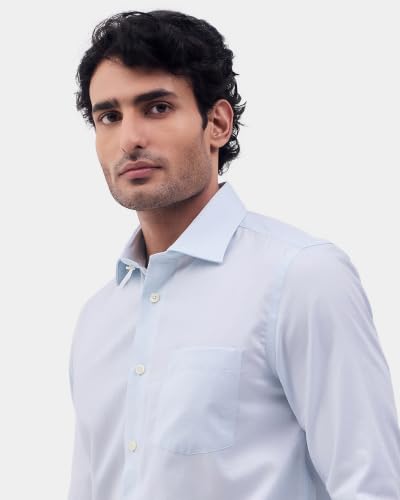 Blackberrys Men Textured Slim Fit Formal Shirt | 100% Cotton | Wrinkle Resistant | Wrinkle Free | Aqua