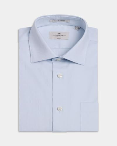 Blackberrys Men Textured Slim Fit Formal Shirt | 100% Cotton | Wrinkle Resistant | Wrinkle Free | Aqua