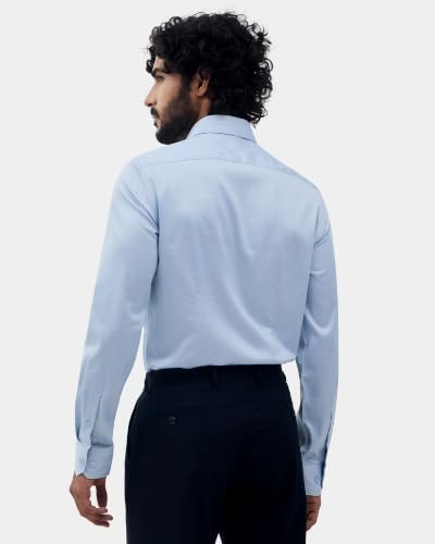 Blackberrys Men Micro Print Slim Fit Formal Shirt | 100% Cotton Poplin | Wrinkle Resistant | Light Blue