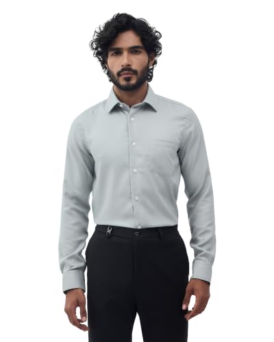 Blackberrys Men Structured Slim Fit Formal Shirt | 100% Cotton | Wrinkle Resistant | Wrinkle Free | Green