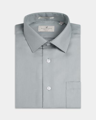 Blackberrys Men Structured Slim Fit Formal Shirt | 100% Cotton | Wrinkle Resistant | Wrinkle Free | Green