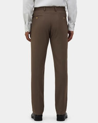 Blackberrys Men Structured Slim Fit Formal Trouser | Rayon Blend | Stretchable Waistband | Mouse Brown