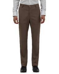 Blackberrys Men Structured Slim Fit Formal Trouser | Rayon Blend | Stretchable Waistband | Mouse Brown