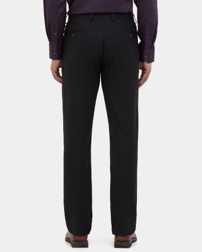 Blackberrys Men Structured Slim Fit Formal Trouser | Rayon Blend | Stretchable Waistband | Black
