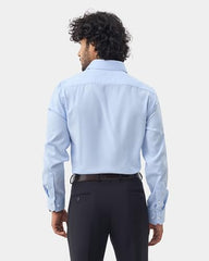 Blackberrys Men's Cotton Textured Light Blue Slim-Fit Shirts |Formal Wear