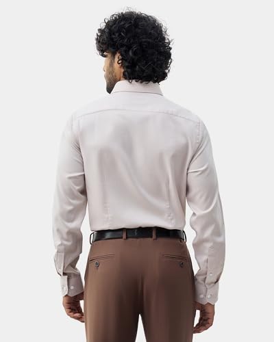Blackberrys Men's Cotton Textured Beige Slim-Fit Shirts |Formal Wear