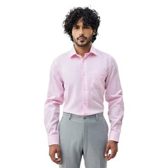 Blackberrys Men's Cotton Textured Pink Slim-Fit Shirts |Formal Wear
