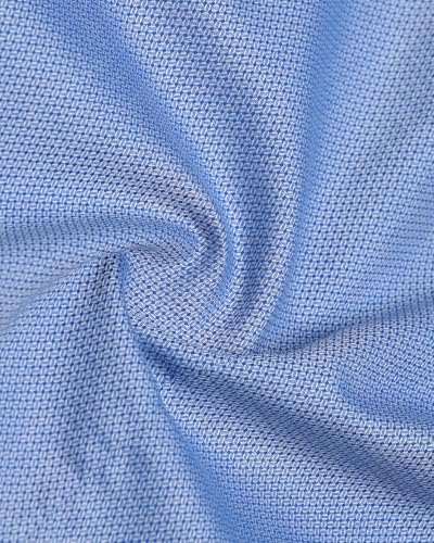 Blackberrys Men Geometric Micro Print Slim Fit Formal Shirt | 100% Cotton | Breathable | Mid Blue
