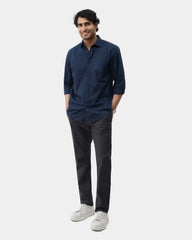 Blackberrys Men Solid Comfort Fit Casual Shirt | 100% Cotton Twill | Breathable | Dark Blue
