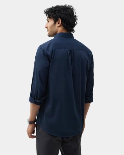 Blackberrys Men Solid Comfort Fit Casual Shirt | 100% Cotton Twill | Breathable | Dark Blue