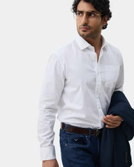 Blackberrys Men Solid Comfort Fit Casual Shirt | 100% Cotton Twill | Breathable | White
