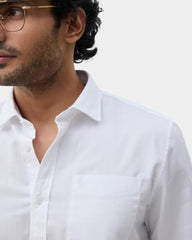 Blackberrys Men Solid Comfort Fit Casual Shirt | 100% Cotton Twill | Breathable | White