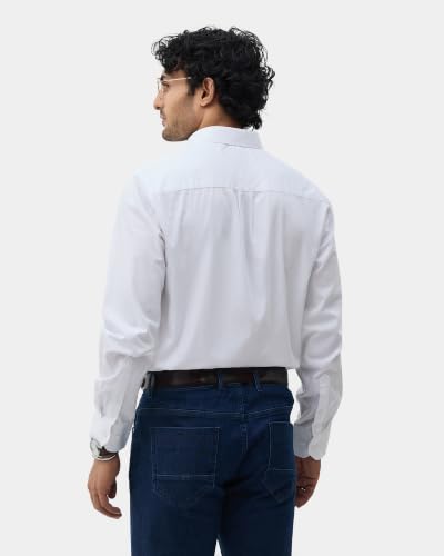 Blackberrys Men Solid Comfort Fit Casual Shirt | 100% Cotton Twill | Breathable | White