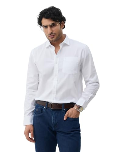Blackberrys Men Solid Comfort Fit Casual Shirt | 100% Cotton Twill | Breathable | White