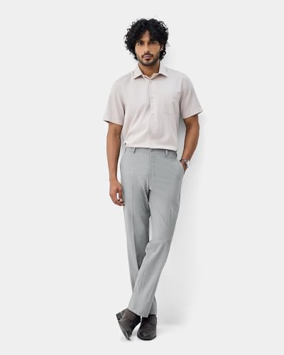 Blackberrys Men's Solid Grey Slim-Fit Trousers |Office Wear & Casual Wear