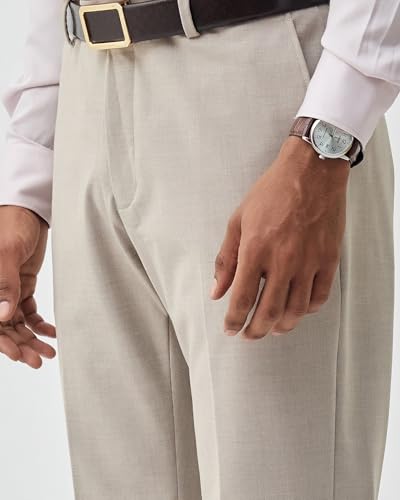 Blackberrys Men's Solid Beige Slim-Fit Trousers |Office Wear & Casual Wear