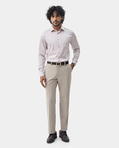 Blackberrys Men's Solid Beige Slim-Fit Trousers |Office Wear & Casual Wear