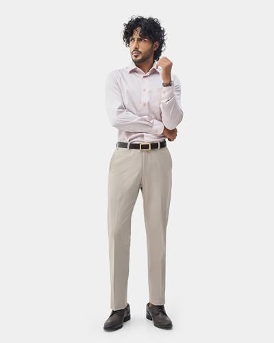 Blackberrys Men's Solid Beige Slim-Fit Trousers |Office Wear & Casual Wear