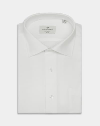 Blackberrys Men Textured Slim Fit Formal Shirt | 100% Cotton | Breathable | Dobby Textured Weave | White