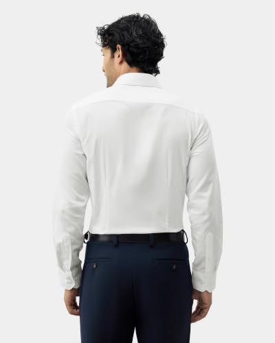 Blackberrys Men Textured Slim Fit Formal Shirt | 100% Cotton | Breathable | Dobby Textured Weave | White