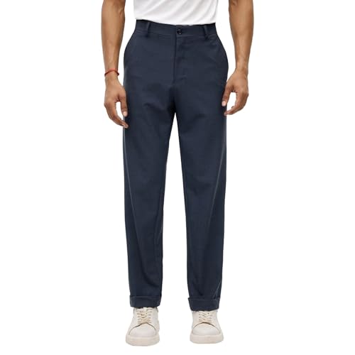 Blackberrys Men's Blue Solid Relaxed Trousers |Office Wear