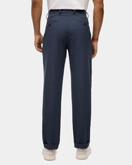 Blackberrys Men's Blue Solid Relaxed Trousers |Office Wear