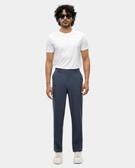 Blackberrys Men's Blue Solid Relaxed Trousers |Office Wear