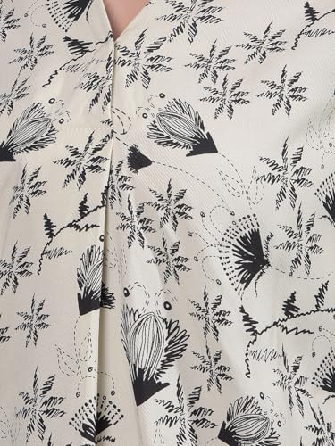 Crimsoune Club Women's White Floral Print V-Neck Top