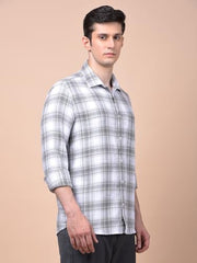 Crimsoune Club Men's Green Checked 100% Cotton Shirt