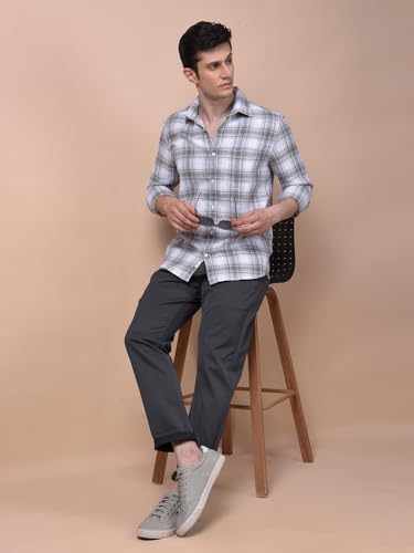 Crimsoune Club Men's Green Checked 100% Cotton Shirt