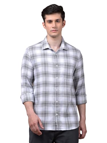 Crimsoune Club Men's Green Checked 100% Cotton Shirt
