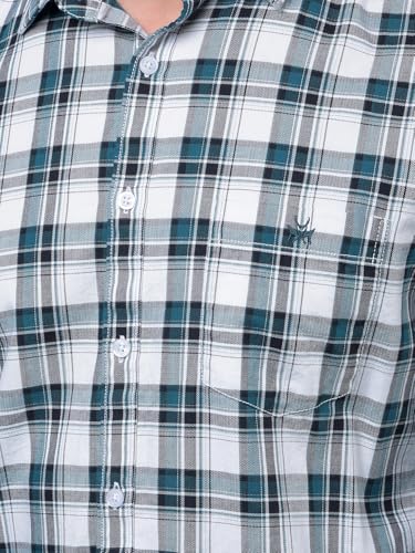 Crimsoune Club Men's Green Checked 100% Cotton Shirt (XXL)