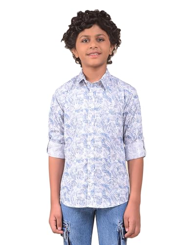 Crimsoune Club Boy's Blue Floral Print Shirt (13-14Y)