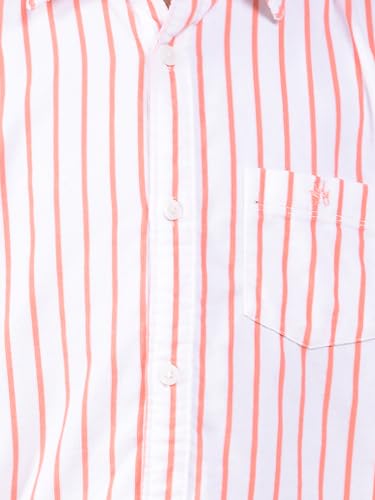 Crimsoune Club Boy's Orange Vertical Stripes 100% Cotton Corduory Shirt (7-8Y)