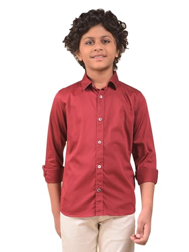 Crimsoune Club Boy's Maroon 100% Cotton Shirt (11-12Y)