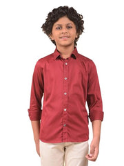 Crimsoune Club Boy's Maroon 100% Cotton Shirt (11-12Y)