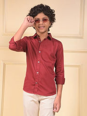 Crimsoune Club Boy's Maroon 100% Cotton Shirt (11-12Y)
