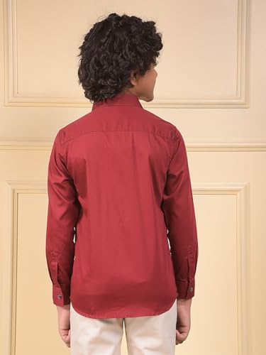 Crimsoune Club Boy's Maroon 100% Cotton Shirt (11-12Y)