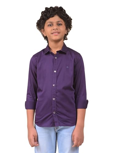 Crimsoune Club Boy's Purple 100% Cotton Shirt (15-16Y)