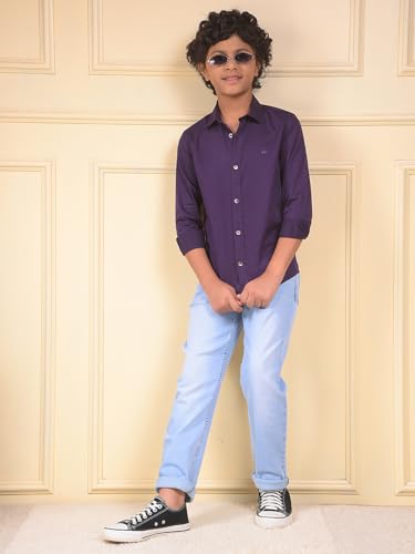 Crimsoune Club Boy's Purple 100% Cotton Shirt (15-16Y)