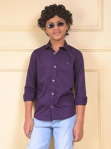 Crimsoune Club Boy's Purple 100% Cotton Shirt (15-16Y)
