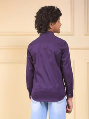Crimsoune Club Boy's Purple 100% Cotton Shirt (15-16Y)