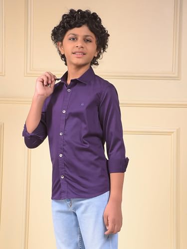 Crimsoune Club Boy's Purple 100% Cotton Shirt (15-16Y)