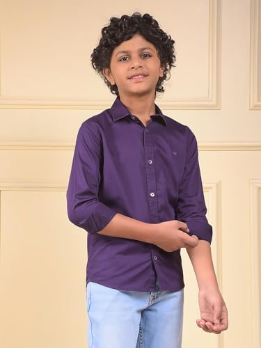 Crimsoune Club Boy's Purple 100% Cotton Shirt (15-16Y)