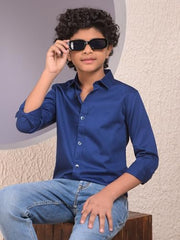 Crimsoune Club Boy's Blue 100% Cotton Shirt (7-8Y)